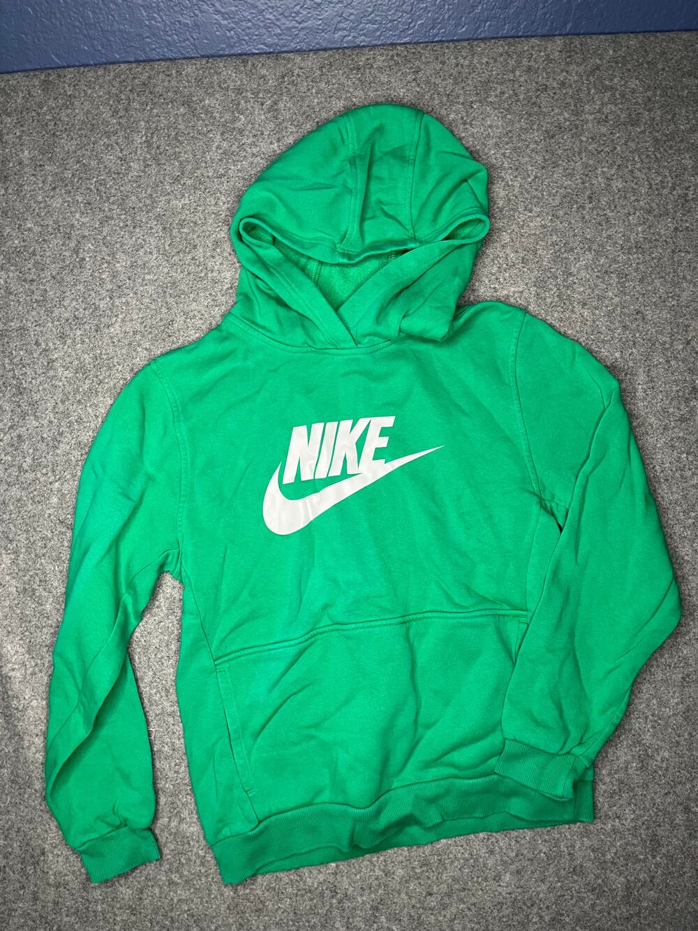 Nike Kids Green Fleece Pullover Hoodie White Logo XL NWOT